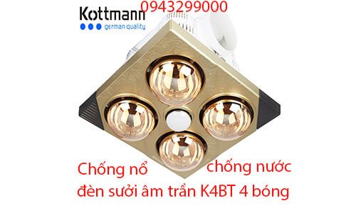 Đèn sưởi Kottmann K4BT âm trần 4 bóng chính hãng