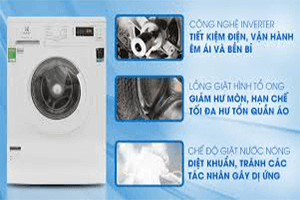 Máy giặt Electrolux lồng ngang 8Kg EWF8024P5WB với Chế độ inverter tiết kiệm lên đến 50%