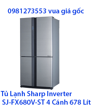 Tủ Lạnh Sharp Inverter SJ-FX680V-ST 4 Cánh 678 Lít