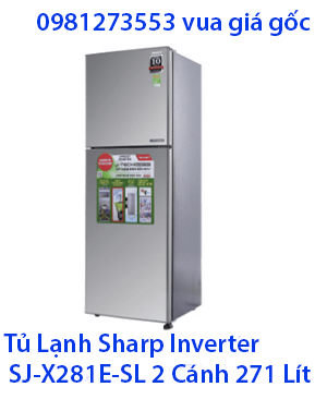 Tủ Lạnh Sharp Inverter SJ-X281E-SL 2 Cánh 271 Lít