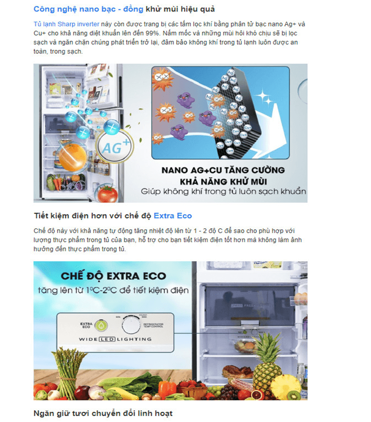 tủ lạnh sharp inverter công nghệ hiện đại